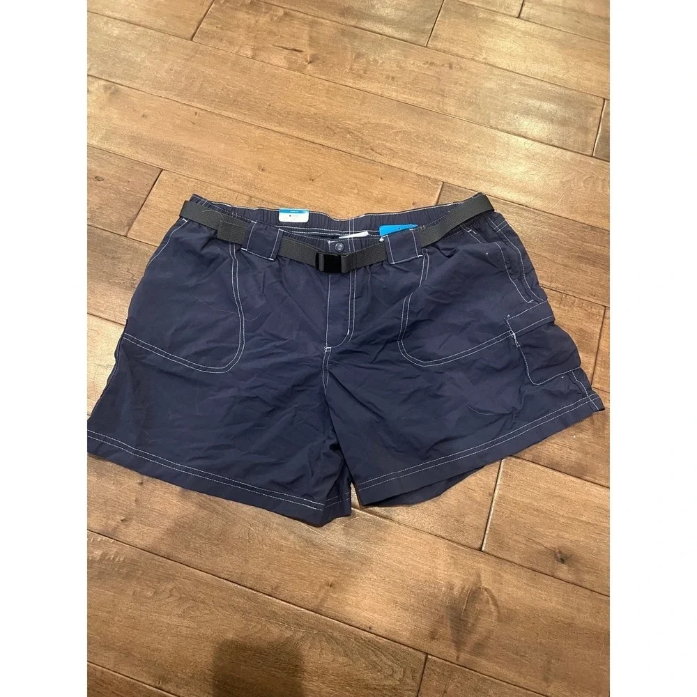 Columbia Sandy River Cargo‎ Shorts Womens XXXL Navy Blue Belted Outdoor Hiking